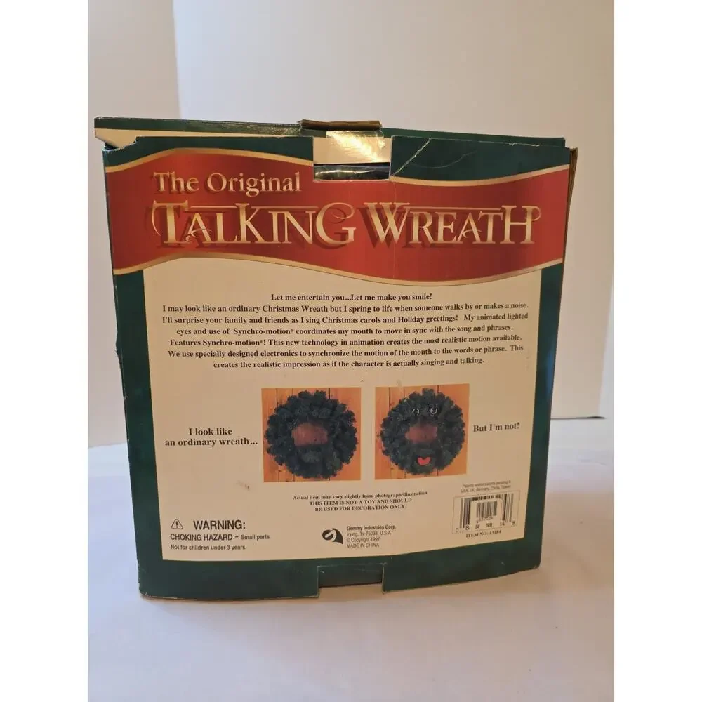 NOS Vintage Animated The Original Talking Christmas Wreath Gemmy 1997